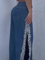 Leopard Print Zip-up Jeans