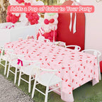 Caisehabu 3pc Cherry Birthday Tablecloths – 54 x 108 in Large Cherry & Bows Party Decor