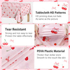 Caisehabu 3pc Cherry Birthday Tablecloths – 54 x 108 in Large Cherry & Bows Party Decor