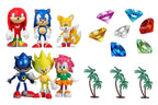 Cake Toppers Classic Sonic 15-Piece Figure Play Set – Friends, Palm Trees & Sonic Gems