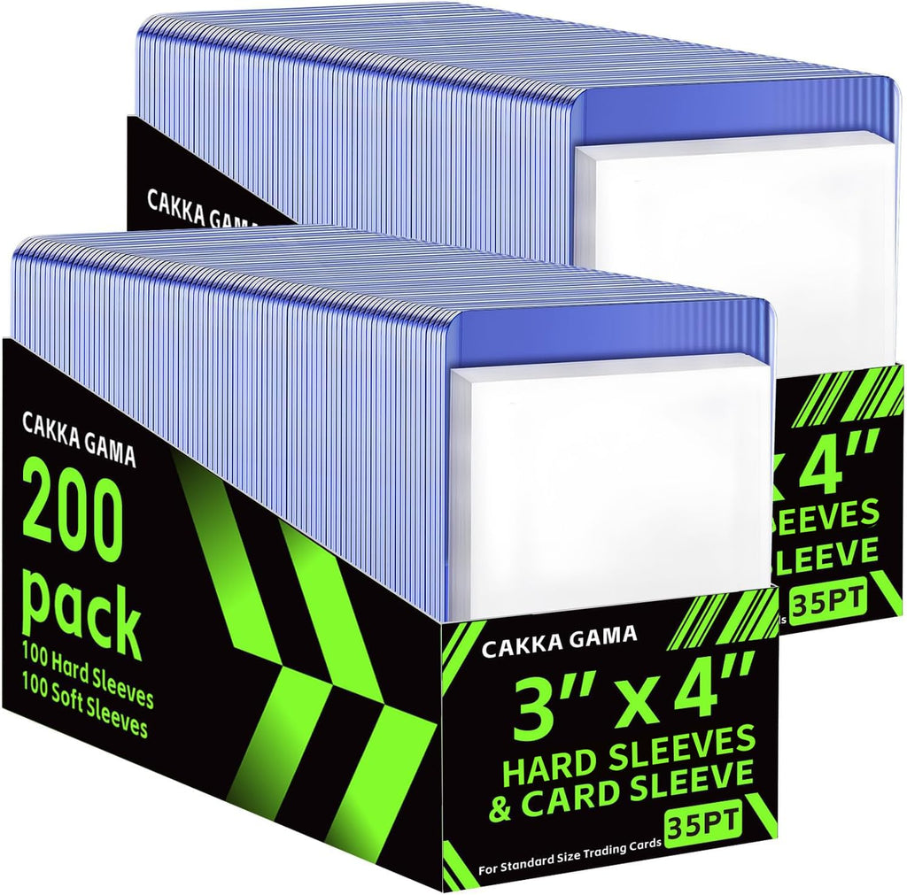 CAKKAGAMA 400 PCS Card Sleeves Set – 200 Hard, 200 Soft Protectors for Baseball, MTG, Pokemon & More