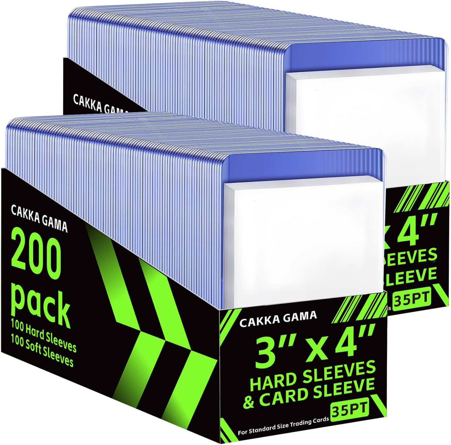 CAKKAGAMA 400 PCS Card Sleeves Set – 200 Hard, 200 Soft Protectors for Baseball, MTG, Pokemon & More