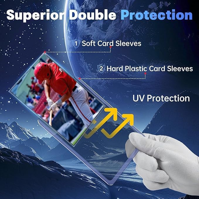 CAKKAGAMA 400 PCS Card Sleeves Set – 200 Hard, 200 Soft Protectors for Baseball, MTG, Pokemon & More