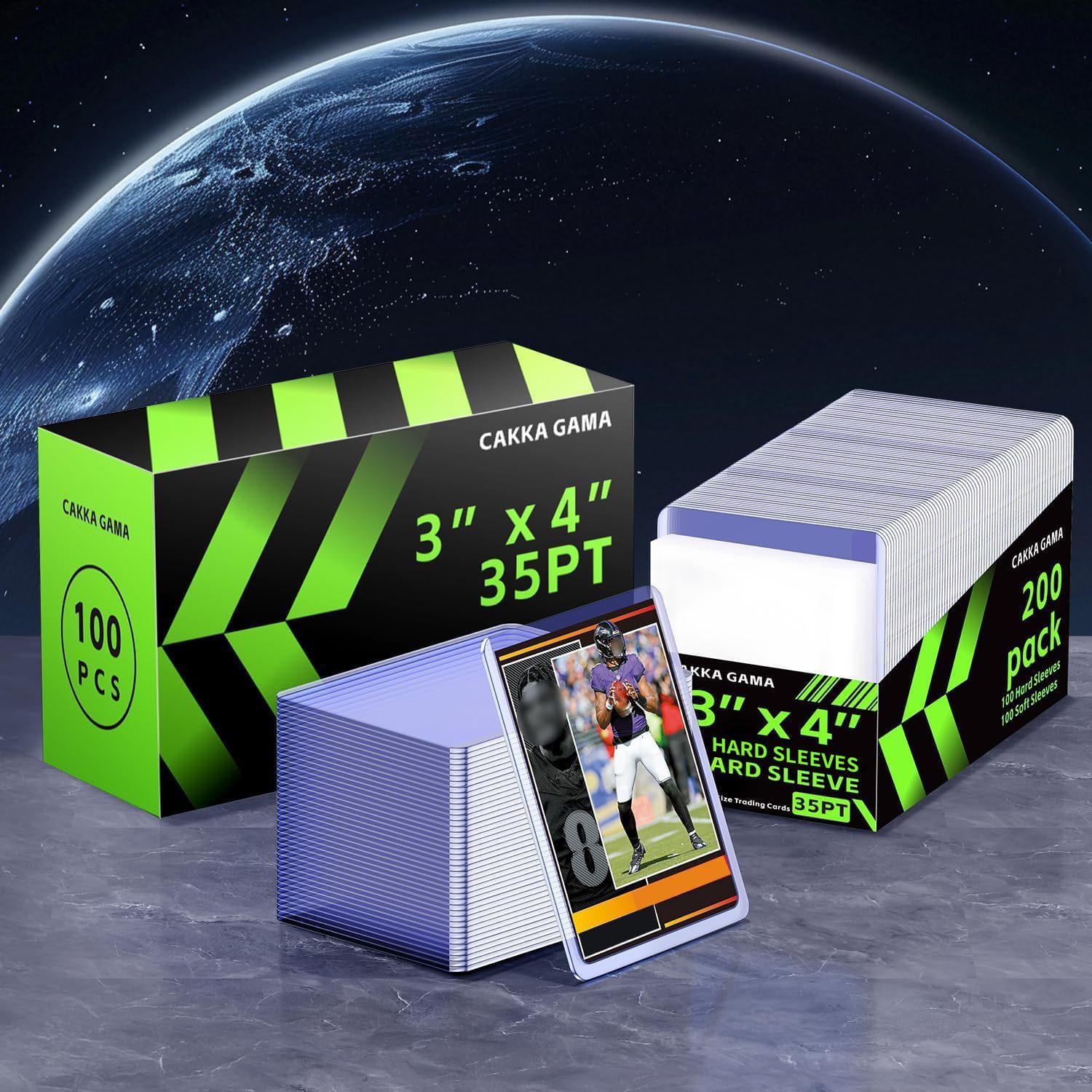 CAKKAGAMA 400 PCS Card Sleeves Set – 200 Hard, 200 Soft Protectors for Baseball, MTG, Pokemon & More