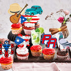 CANDY CHEF Puerto Rico Cupcake Toppers – 48Pcs Puerto Rico Theme Party Decorations