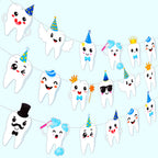 Candy Chef Tooth Party Banner – 2-Piece Teeth Cutout Decor for First Tooth Party, Dental Birthday & Baby Shower