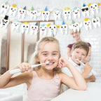 Candy Chef Tooth Party Banner – 2-Piece Teeth Cutout Decor for First Tooth Party, Dental Birthday & Baby Shower