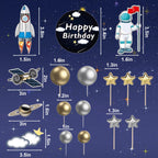 CANIPHA 22Pcs Space Cake Toppers — Astronaut Figurines, Planets, Stars & Pearl Balls for Outer Space Birthday Cakes