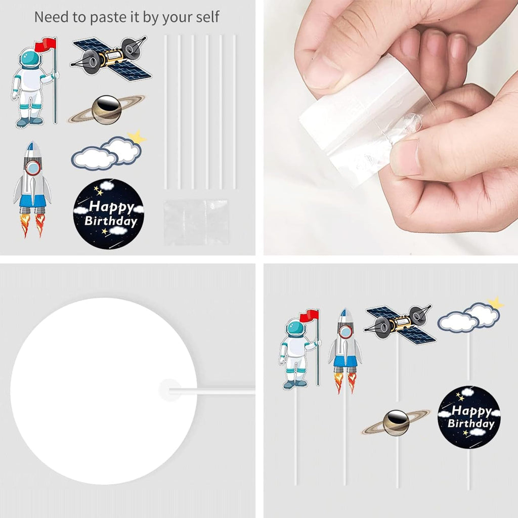 CANIPHA 22Pcs Space Cake Toppers — Astronaut Figurines, Planets, Stars & Pearl Balls for Outer Space Birthday Cakes
