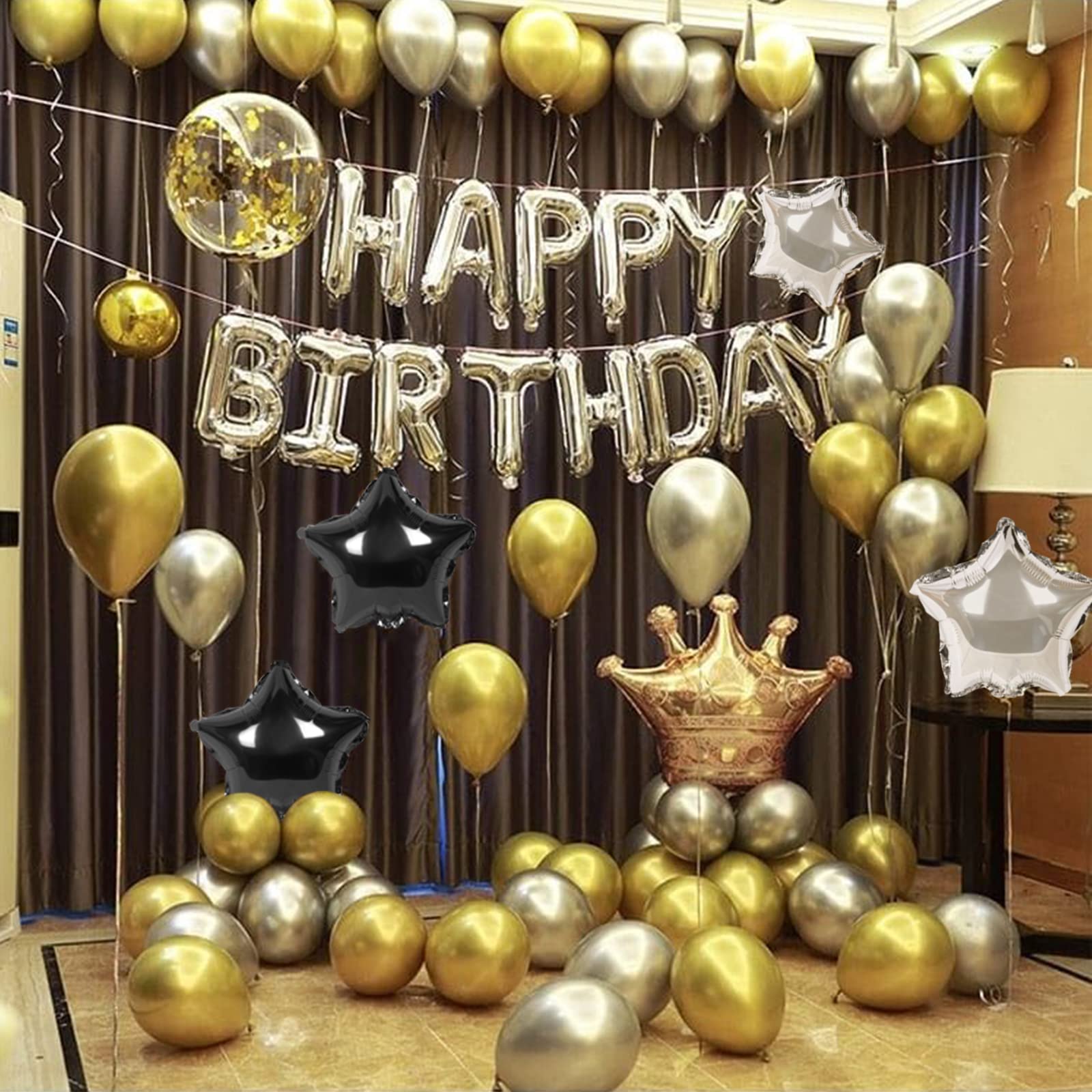 CANREVEL Happy Birthday Banner 13pc 16in Silver Foil Letters – Party Decor