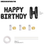 CANREVEL Happy Birthday Banner - 13pc 16-Inch Black Foil Letters with LED Lights