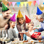 CANREVEL 12-Piece Holographic Party Hats for Adults – Cone Hats with Tinsel for Birthday Celebrations