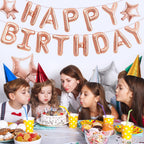 CANREVEL Happy Birthday Banner 13pc 16in Rose Gold Mylar Letters - Party Decor