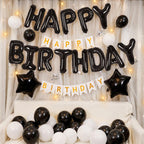 CANREVEL Happy Birthday Banner - 13pc 16-Inch Black Foil Letters with LED Lights