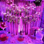 CANREVEL Happy Birthday Banner - 13pc, 16in Hot Pink Foil Letters + LED Lights