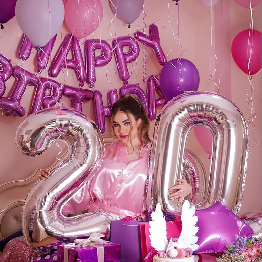 CANREVEL Happy Birthday Banner 13pc, 16in Letters + 12 Star Balloons – Party Decor