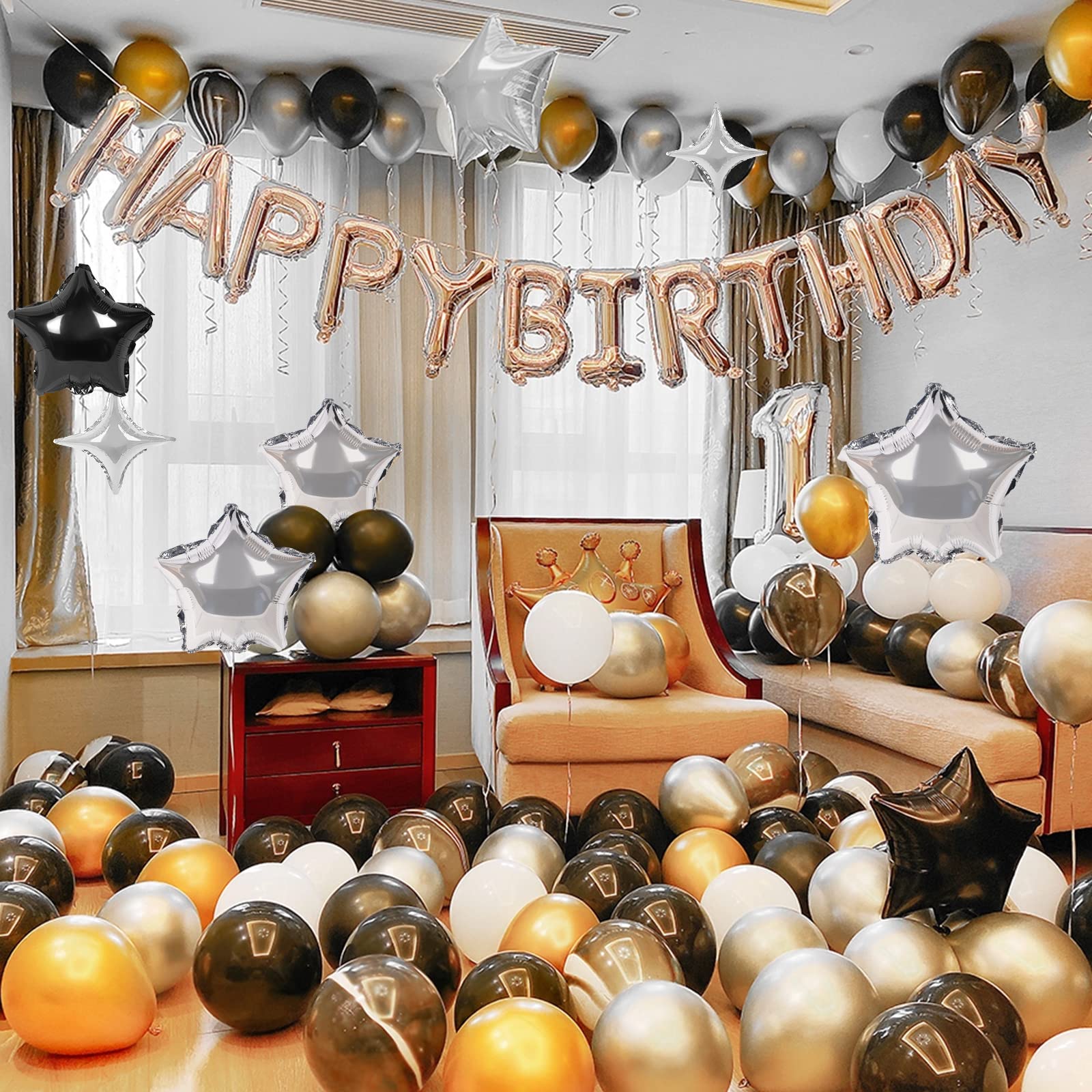 CANREVEL Happy Birthday Banner 13pc 16in Silver Foil Letters – Party Decor