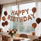 CANREVEL Happy Birthday Banner 13pc 16-Inch Chocolate Foil Letters – 3D Party Decor