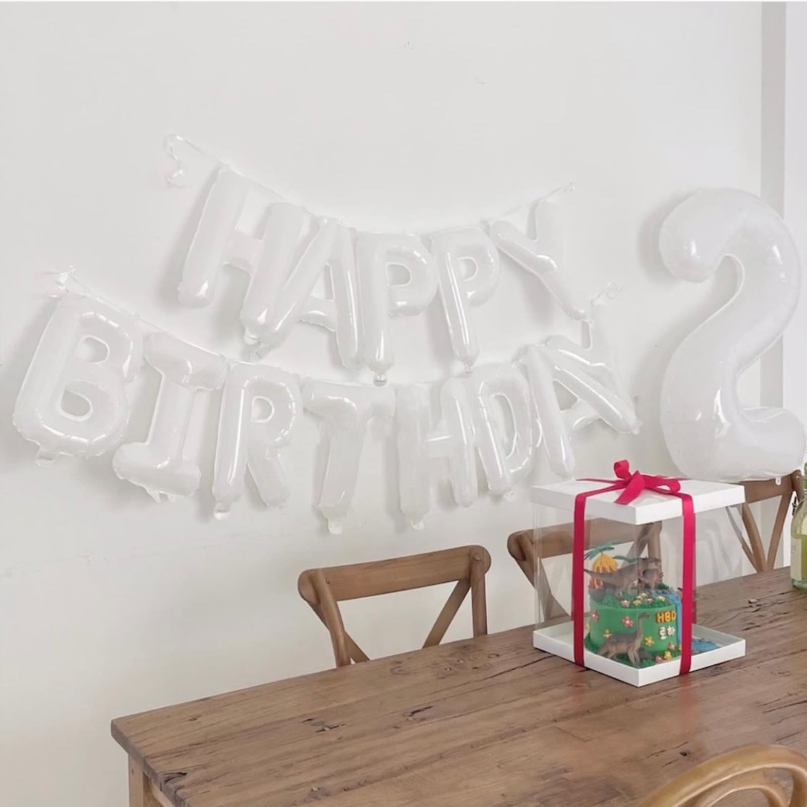 CANREVEL Happy Birthday Banner 13pcs - 16" Mylar Foil Letters | 3D White Party Decor for Kids & Adults