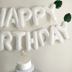 CANREVEL Happy Birthday Banner 13pcs - 16" Mylar Foil Letters | 3D White Party Decor for Kids & Adults