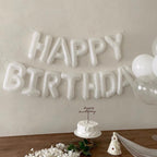 CANREVEL Happy Birthday Banner 13pcs - 16" Mylar Foil Letters | 3D White Party Decor for Kids & Adults