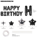 CANREVEL Happy Birthday Banner 13 Letters + 12 Balloons – 16in Black 3D Party Decorations