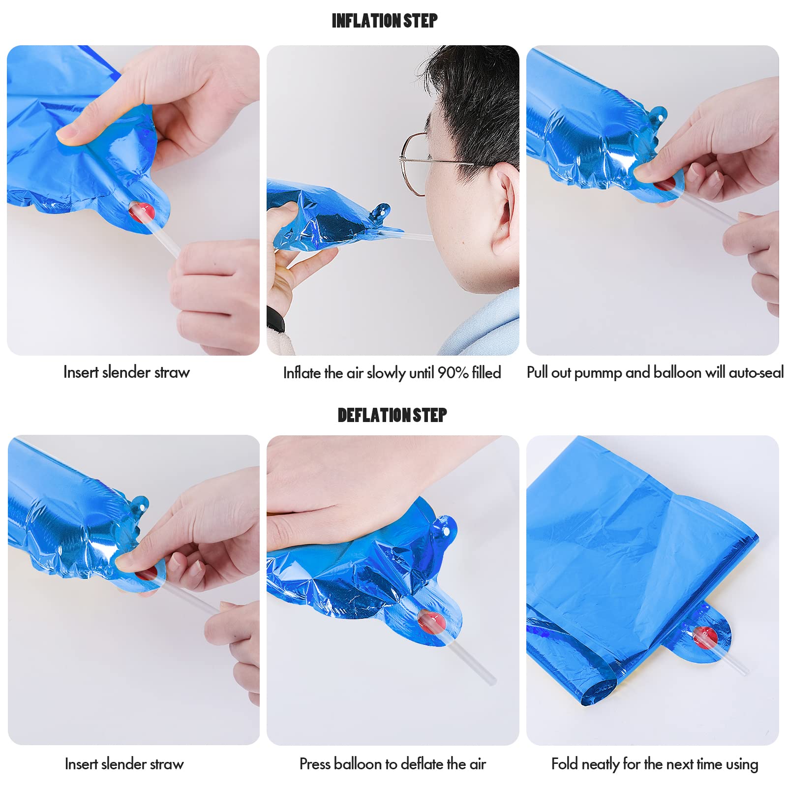 CANREVEL Happy Birthday Banner 13pcs 16in + 12 Star Balloons | 3D Blue Party Decorations for Kids & Adults