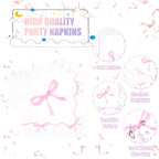 CANREVEL 96 PCS Bow Party Plates Set — Serves 24 with Bow Plates, Napkins & Forks