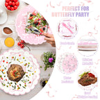 CANREVEL 96 PCS Bow Party Plates Set — Serves 24 with Bow Plates, Napkins & Forks