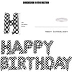 CANREVEL Happy Birthday Banner 13pc 16in Mylar Foil Letters — Racing Car Checkered Party Decor