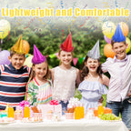 CANREVEL 12-Piece Holographic Party Hats for Adults – Cone Hats with Tinsel for Birthday Celebrations
