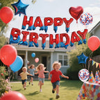 CANREVEL Happy Birthday Banner 13pc - 16-Inch Mylar Letters | Spider Theme Party Decor