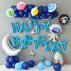 CANREVEL Happy Birthday Banner - 13 Pcs 16-Inch Foil Letter Balloons with 3D Blue Star