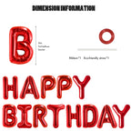 CANREVEL Happy Birthday Banner 13pcs - 16-Inch Red 3D Mylar Foil Letters & Balloons