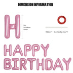 CANREVEL Happy Birthday Banner 16-Inch Pink Mylar Letters – 13-Piece Reusable Party Decor