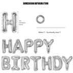 CANREVEL Happy Birthday Banner 13pc 16in Silver Foil Letters – Party Decor