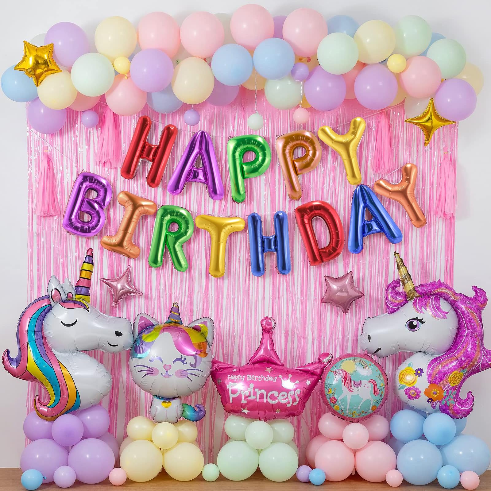 CANREVEL Happy Birthday Banner – 13 Pcs, 16-Inch Rainbow Mylar Letters, Birthday Party Decor