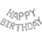 CANREVEL Happy Birthday Banner 13pc 16in Silver Foil Letters – Party Decor