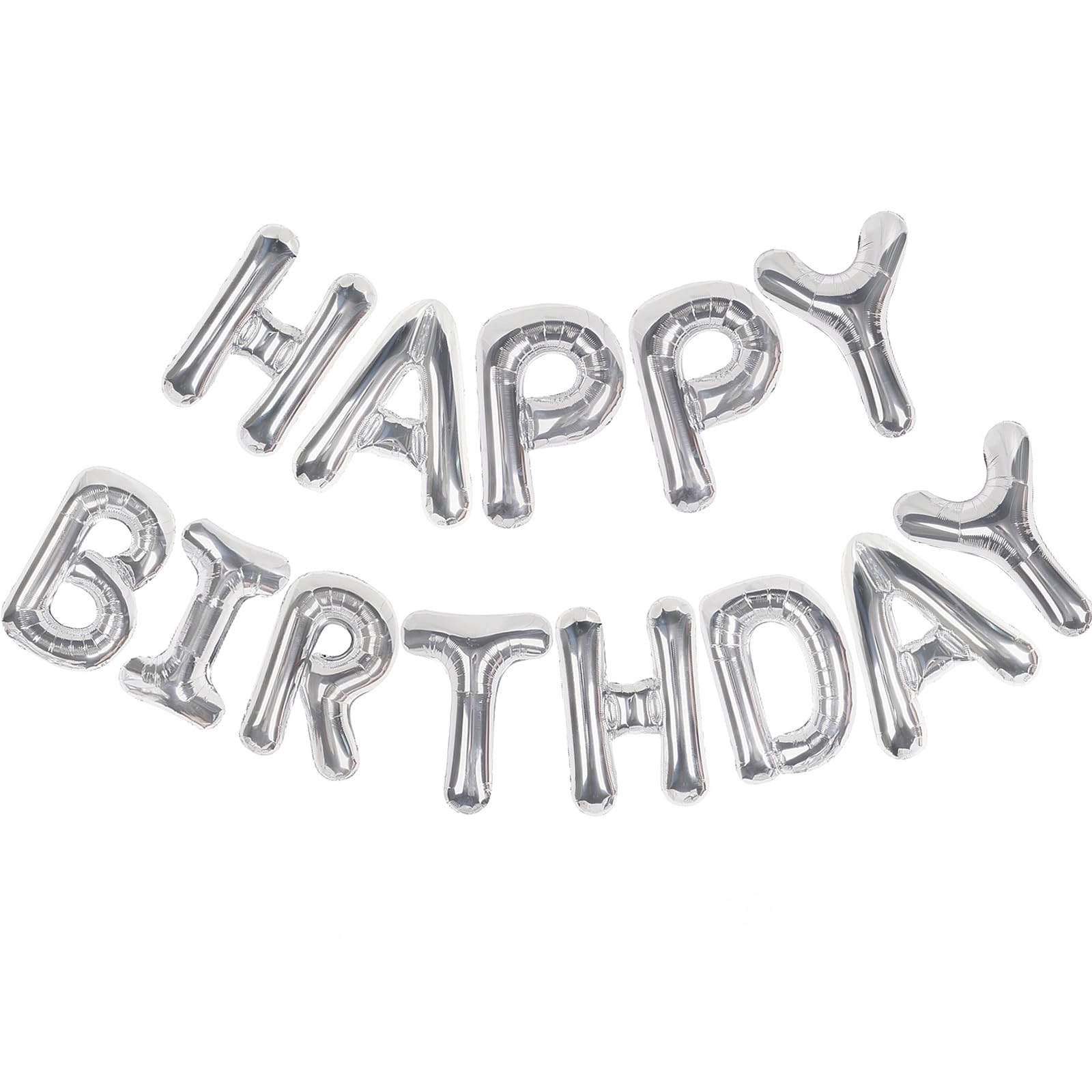 CANREVEL Happy Birthday Banner 13pc 16in Silver Foil Letters – Party Decor