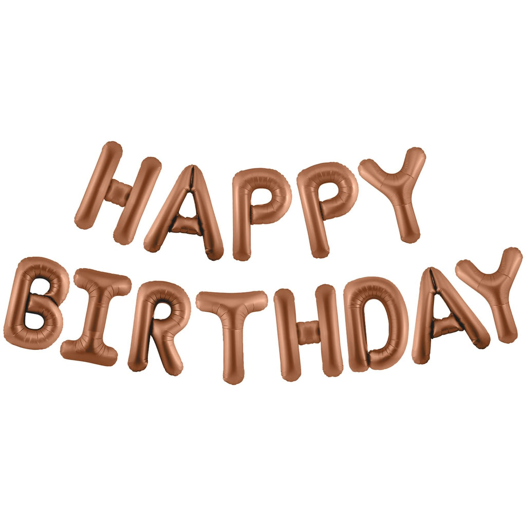 CANREVEL Happy Birthday Banner 13pc 16-Inch Chocolate Foil Letters – 3D Party Decor