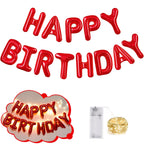 CANREVEL Happy Birthday Banner 13pc 16-Inch Mylar Foil Letters with LED Lights – 3D Red Party Decorations