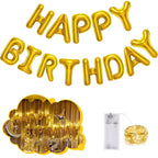 CANREVEL Happy Birthday Banner - 13pc 16in Gold Foil Letters with LED Lights