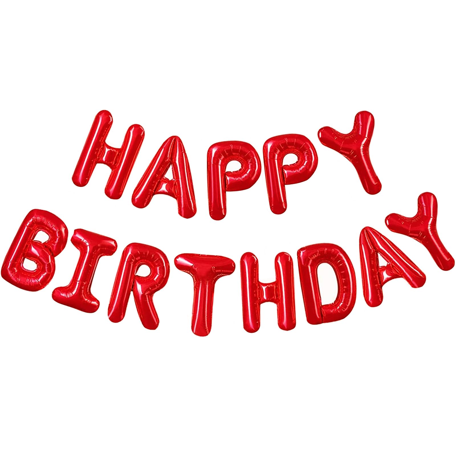 CANREVEL Happy Birthday Banner 13pcs - 16-Inch Red 3D Mylar Foil Letters & Balloons