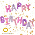CANREVEL Happy Birthday Banner - 13pc 16in Mylar Foil Letters, Pink & Purple