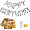 CANREVEL Happy Birthday Banner 13pcs – 16 inch Mylar Foil Letters with LED Lights (3D Silver)