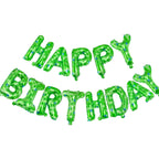CANREVEL Happy Birthday Banner 13pc 16in Green Pixel Miner Theme – Party Decor for Kids and Adults