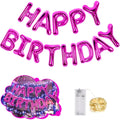 CANREVEL Happy Birthday Banner - 13pc, 16in Hot Pink Foil Letters + LED Lights
