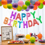 CANREVEL Happy Birthday Banner 13pcs – 16 Inch Mylar Foil Letters, 3D Multi-Color Party Decorations
