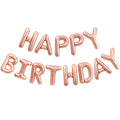 CANREVEL Happy Birthday Banner 13pc 16in Rose Gold Mylar Letters - Party Decor