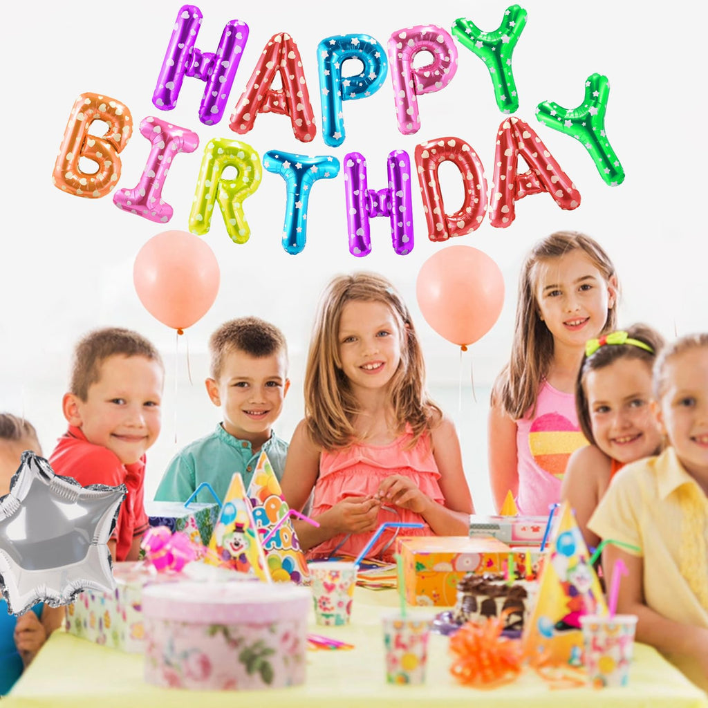 CANREVEL Happy Birthday Banner 13pcs – 16 Inch Mylar Foil Letters, 3D Multi-Color Party Decorations